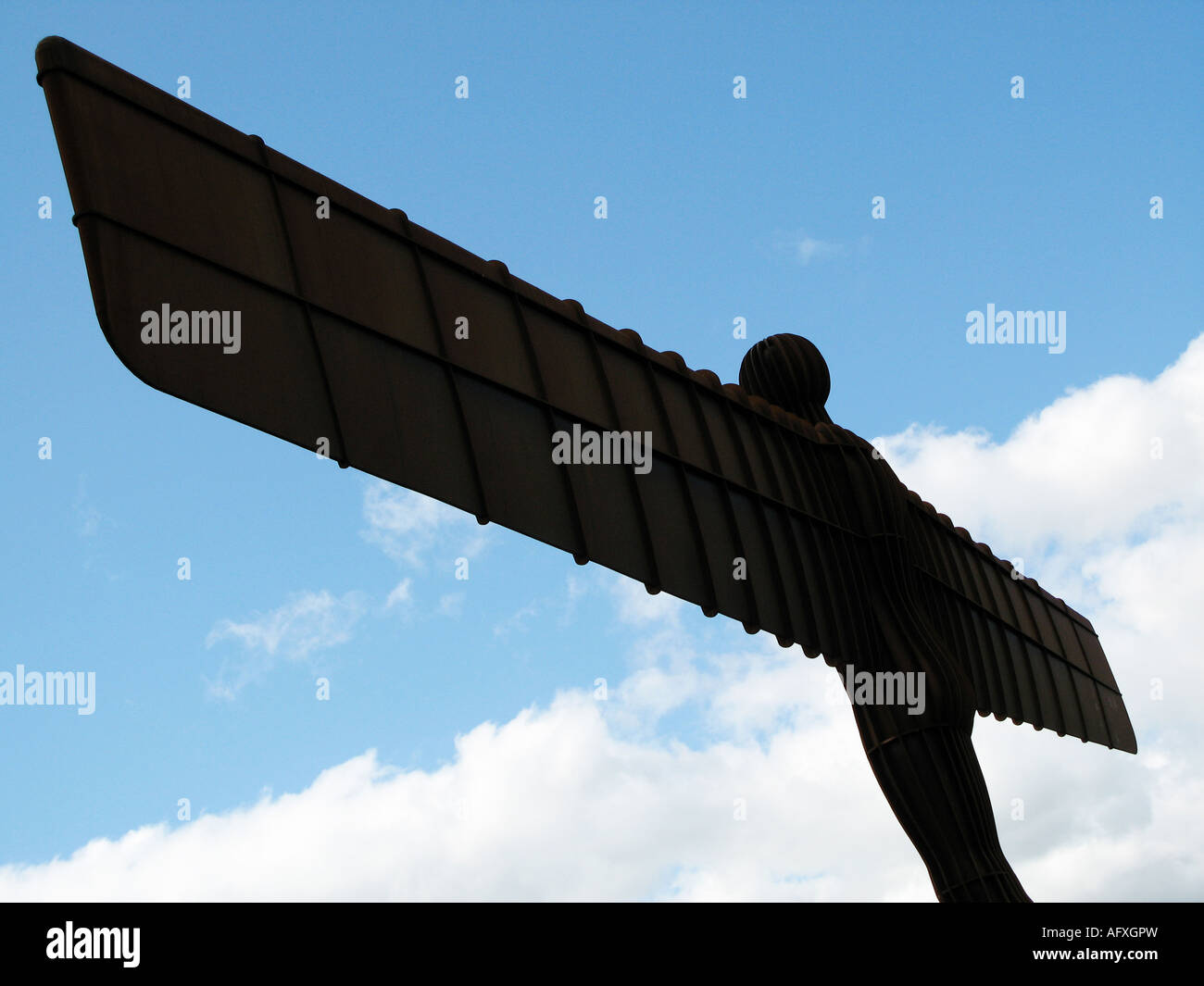 The Angel of the North, Newcastle England against blue skies. Stock Photo