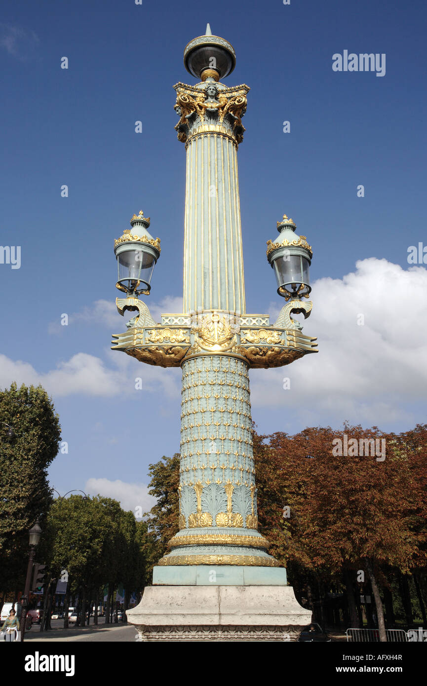 Decorative lamppost, Place de la Concorde, Paris, France Stock Photo