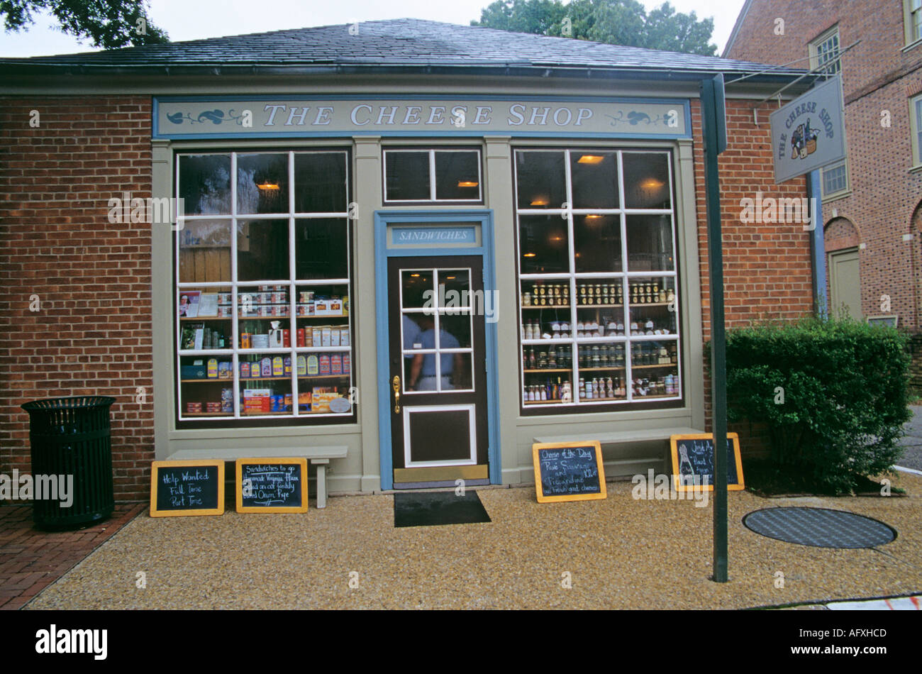 WILLIAMSBURG VIRGINIA USA August The very popular Cheese Shop with a huge variety of cheeses for