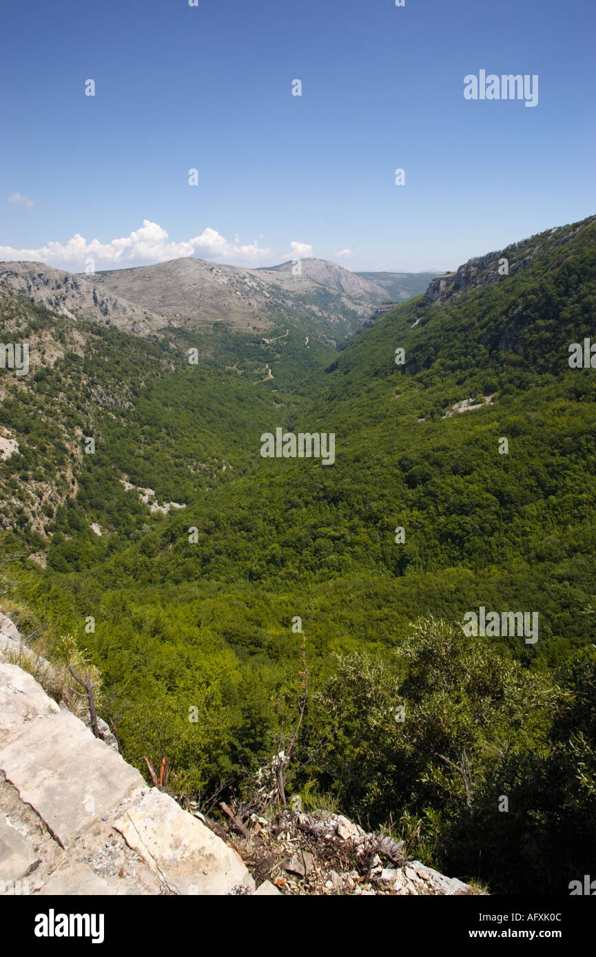 View east towards the Alps from the Col De Vence, Alpes Maritimes, France Stock Photo