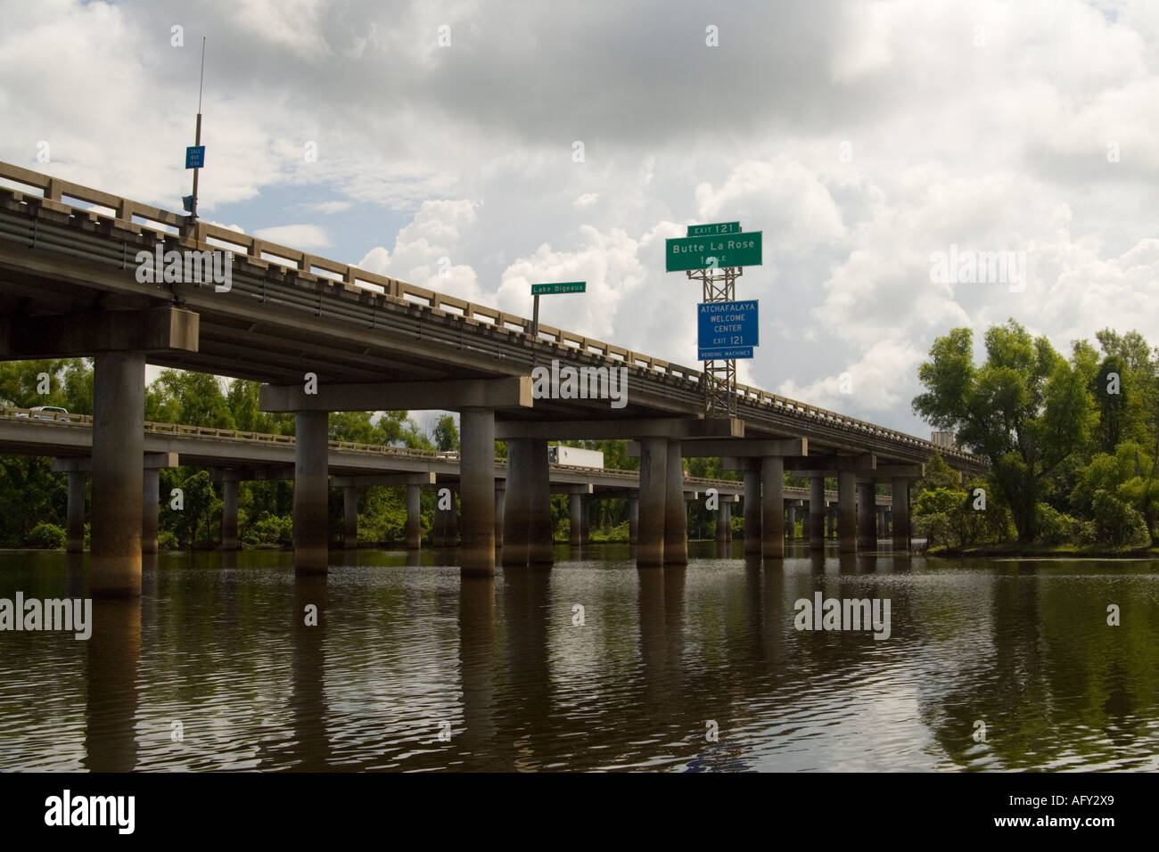 Interstate 10 elevated highway over Atchafalaya basin Near Henderson, Louisiana Stock Photo