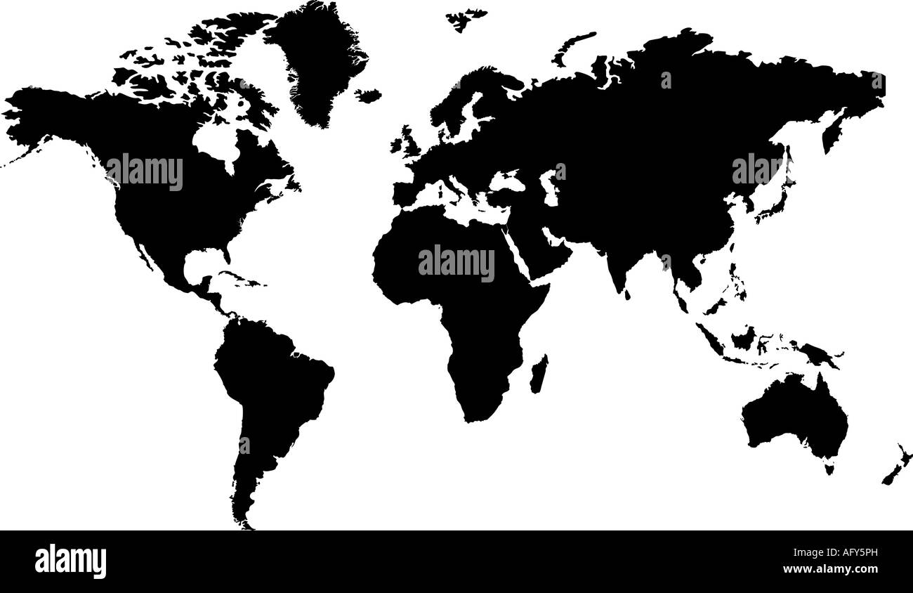 Isolated black and white map of the word that is editable Stock Photo
