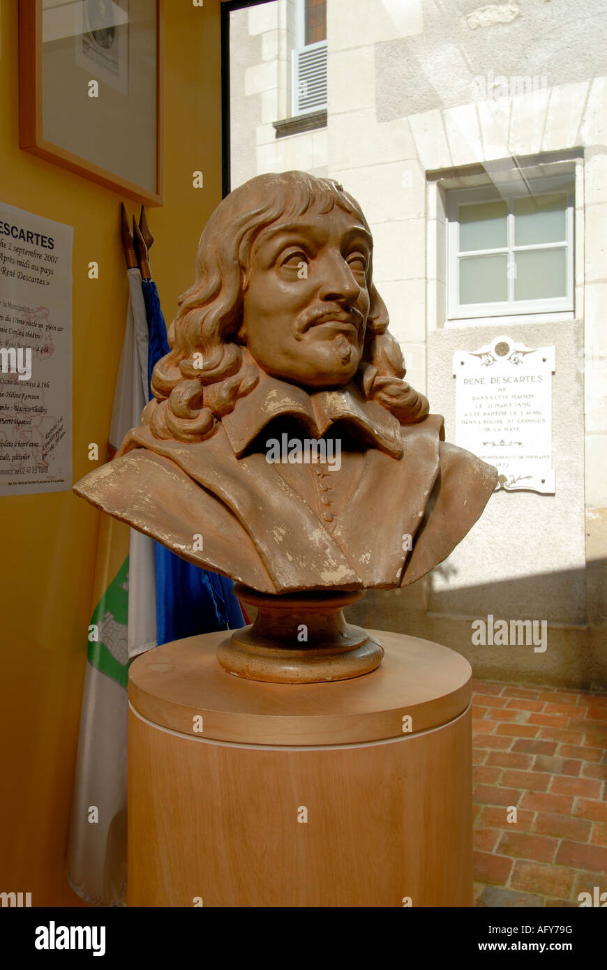 Bust of René Descartes in Descartes Museum, sud-Touraine, France. Stock Photo