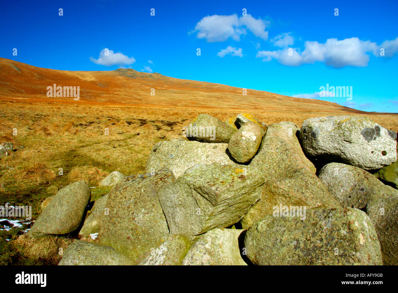 England, Northumberland, Northumberland National Park. A pile of boulders in the Breamish Valley near Ingram and the Cheviots Stock Photo