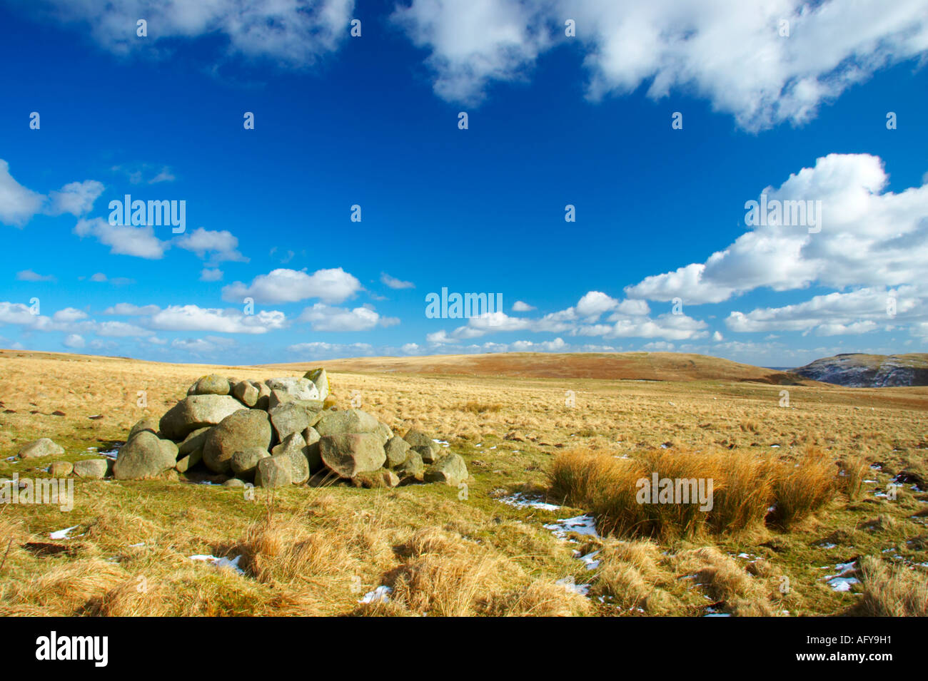 England, Northumberland, Northumberland National Park. A pile of boulders in the Breamish Valley near Ingram and the Cheviots Stock Photo