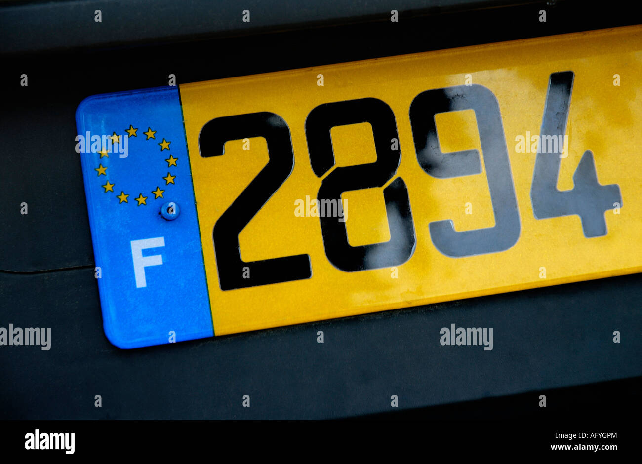 LICENSE PLATE OF FRENCH CAR Stock Photo