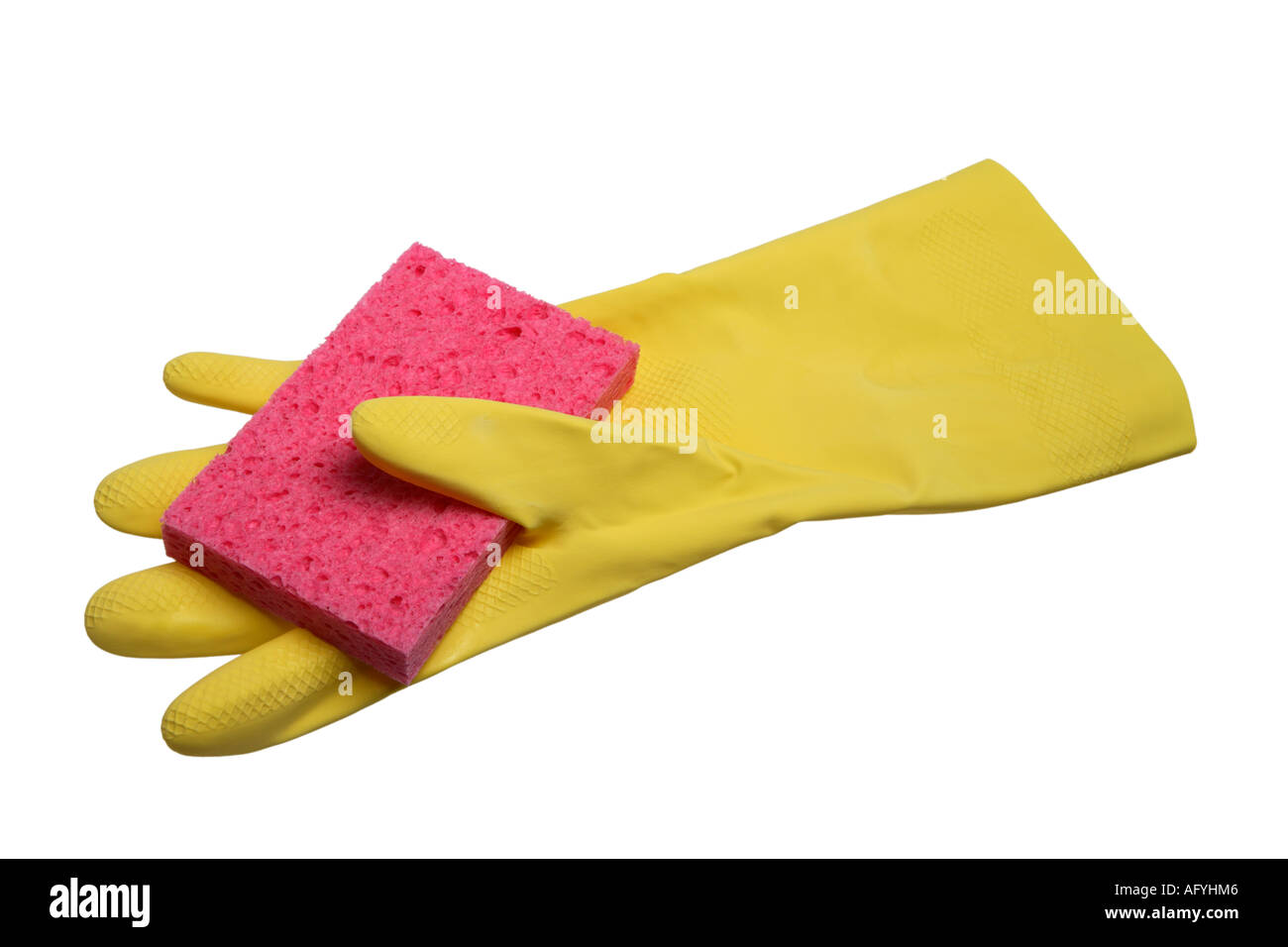 Rubber Glove and Sponge Stock Photo