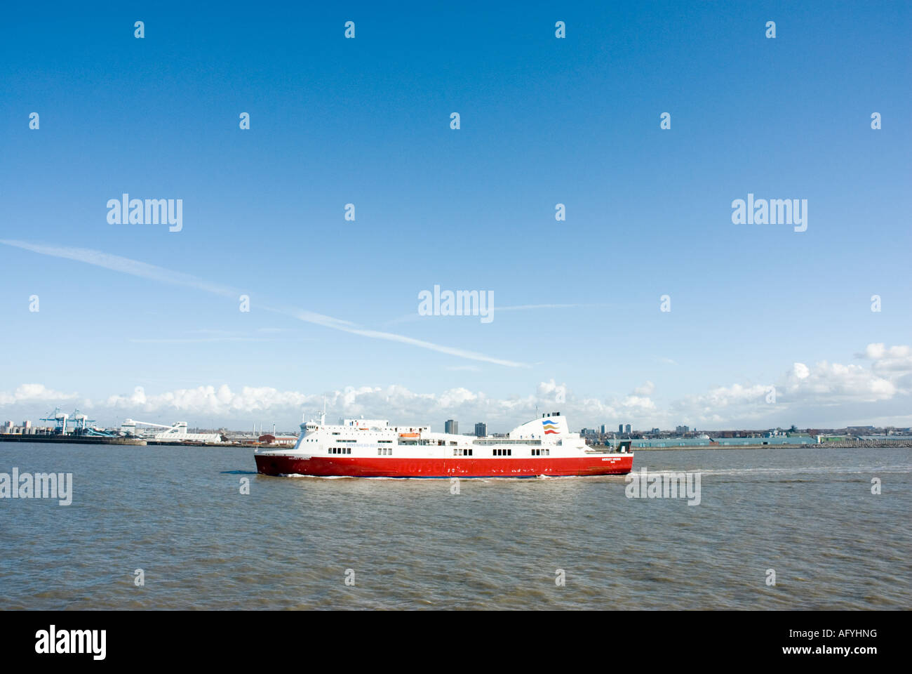 Liverpool to Belfast ferry leaving Birkenhead Stock Photo Alamy