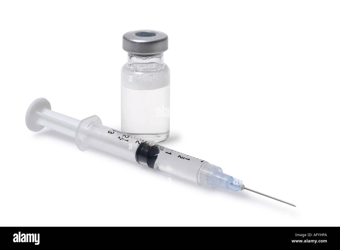 Syringe and Medication Still Life Stock Photo