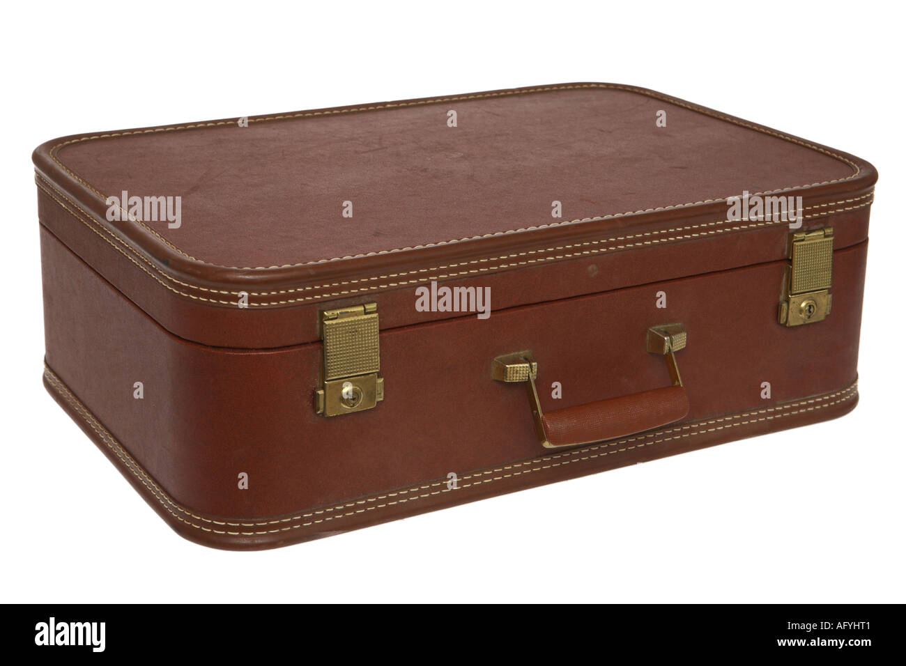 Brown Leather Suitcase Stock Photo
