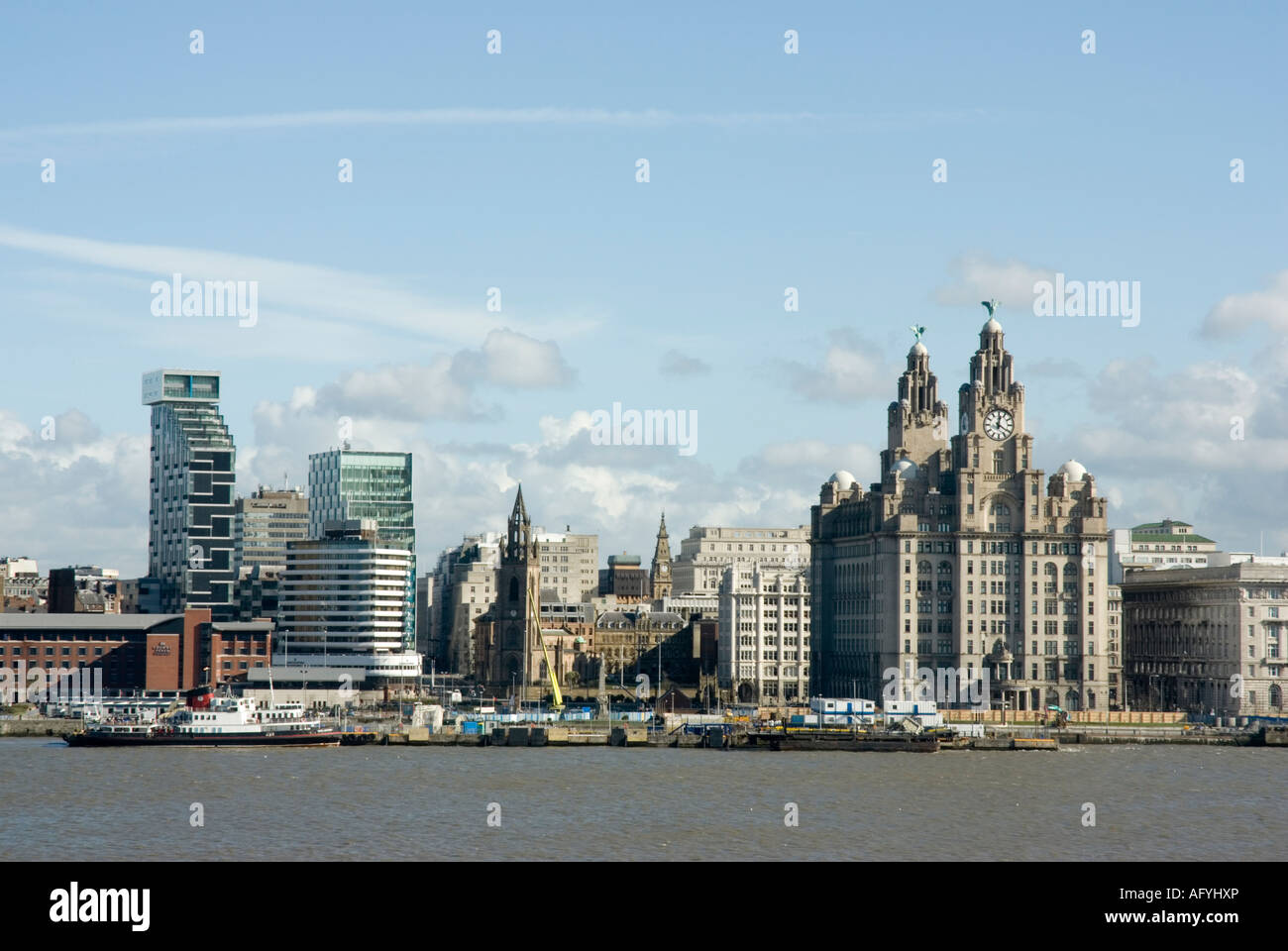 Liverpool skyline from Birkenhead Stock Photo Alamy