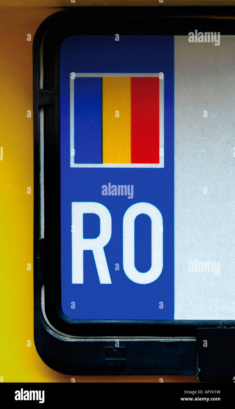 LICENSE CAR PLATE AND FLAG OF RO ROMANIA Stock Photo Alamy