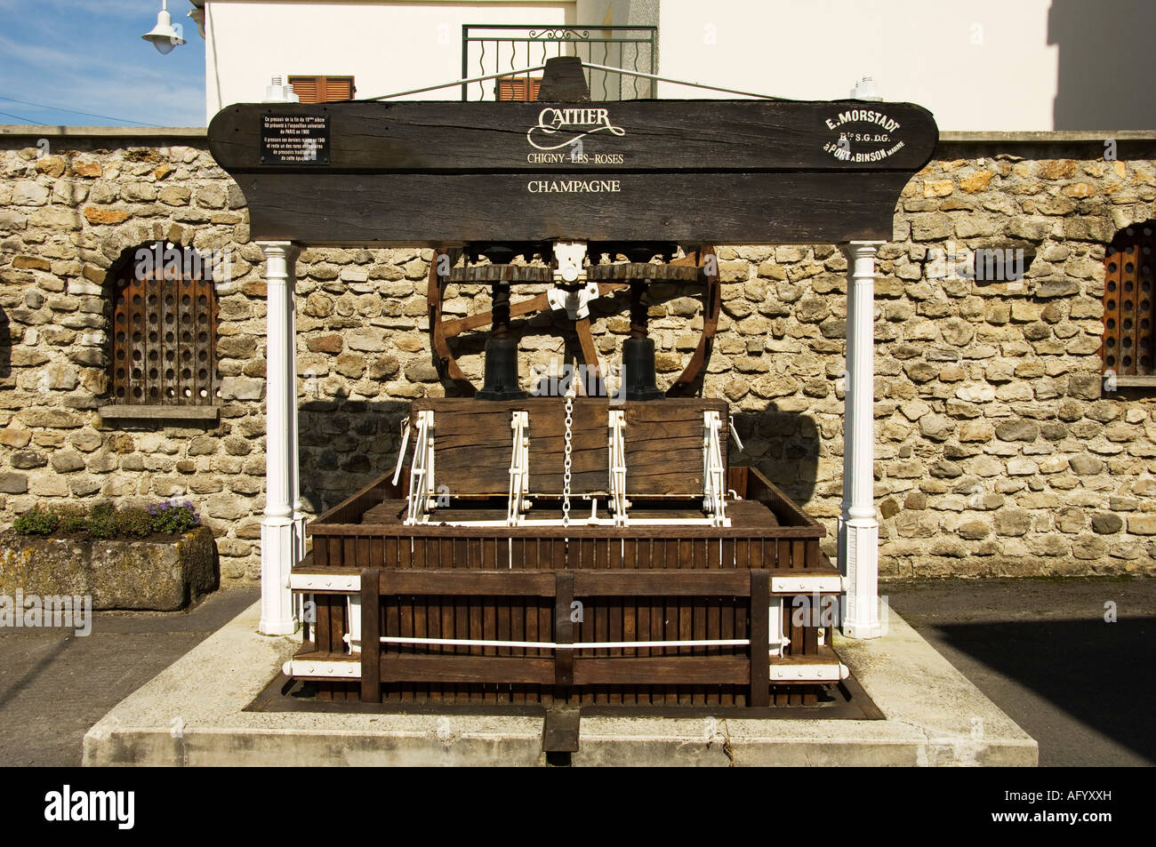 champagne grape press at chigny les roses montagne de reims france ...