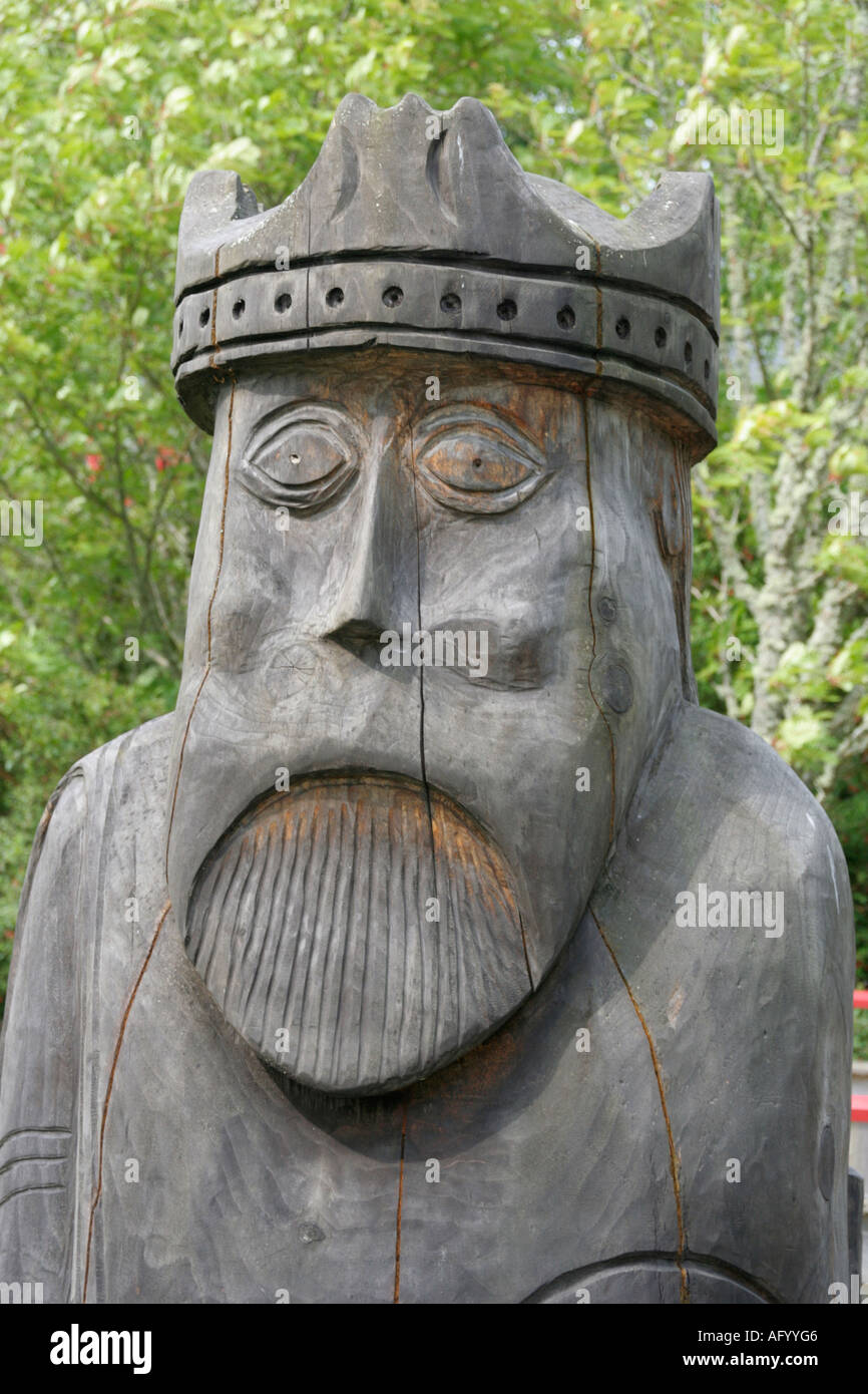 carved large wooden lewis chessmen stornoway park isle of lewis scotland uk gb Stock Photo