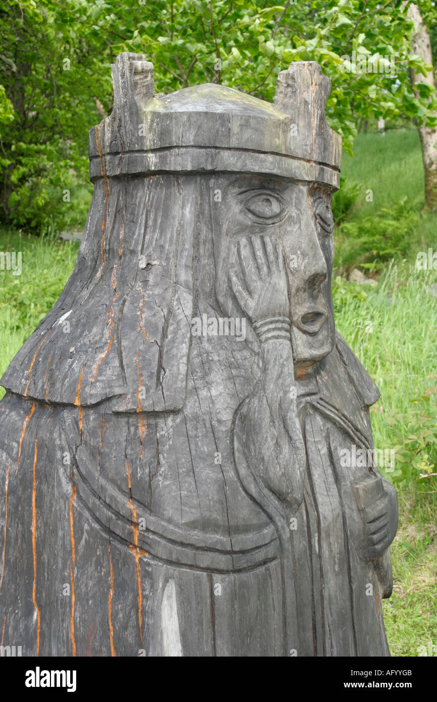 carved large wooden lewis chessmen stornoway park isle of lewis scotland uk gb Stock Photo