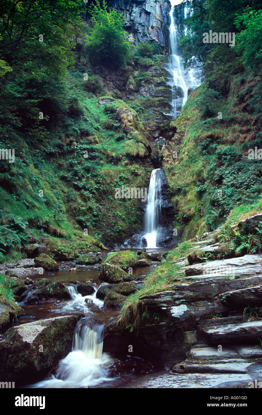 pistyll rhaeadr waterfall 150 feet wales's highest waterfall europe uk gb Stock Photo