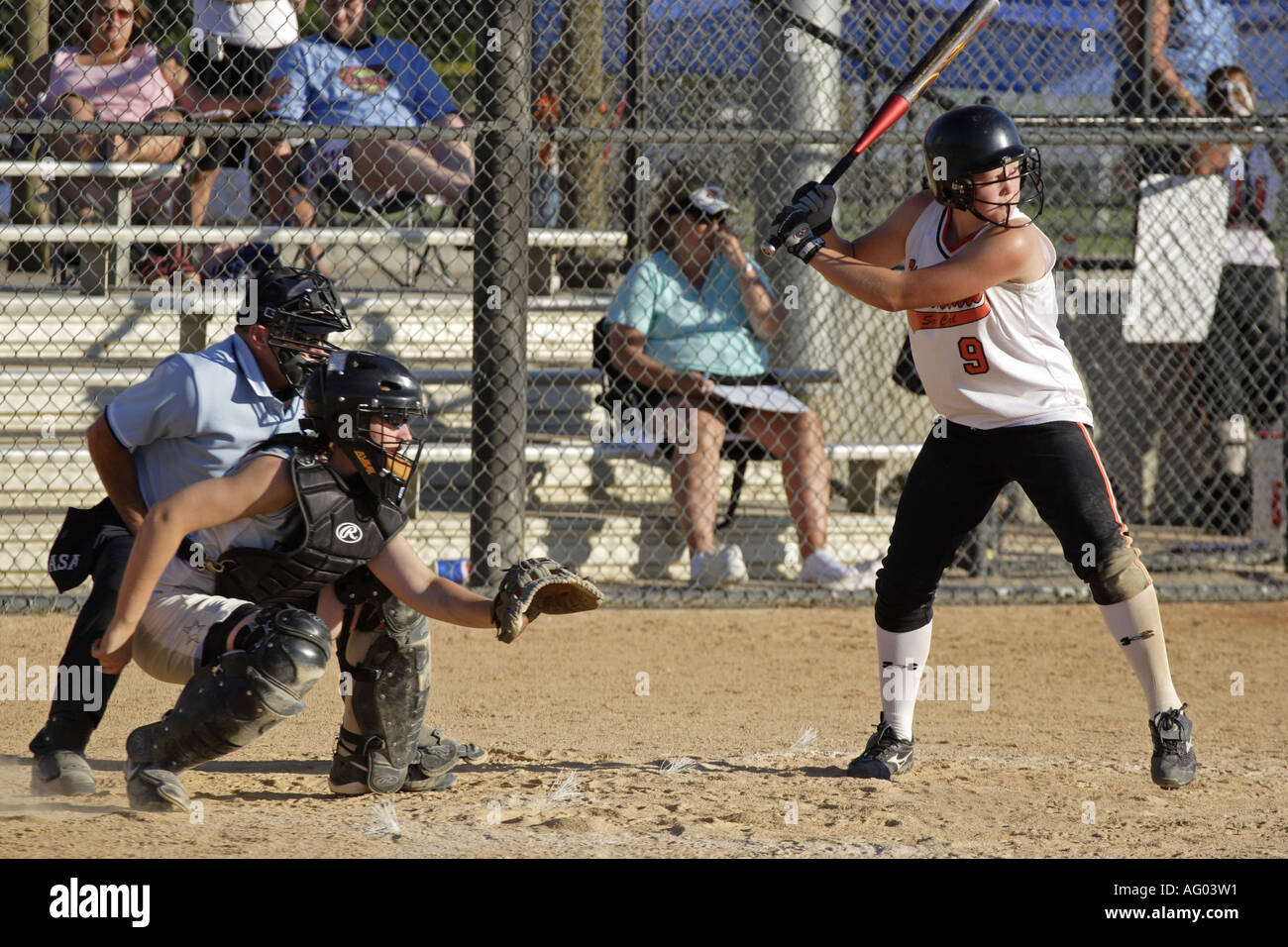 Girls playing a softball game Stock Photo Alamy