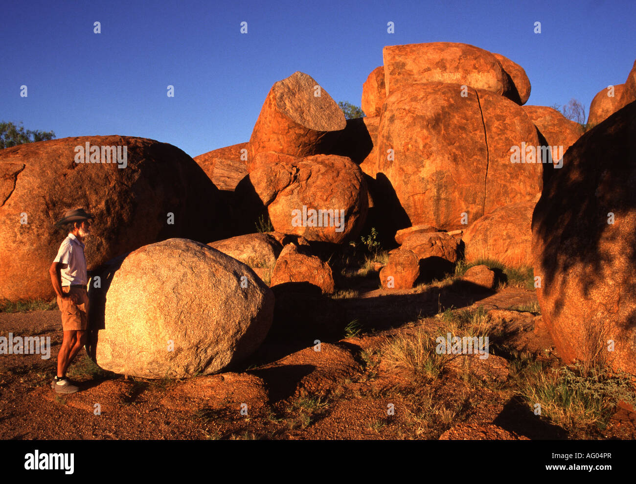 volcanically formed granite rocks known as Devils Marbles, at Devils ...