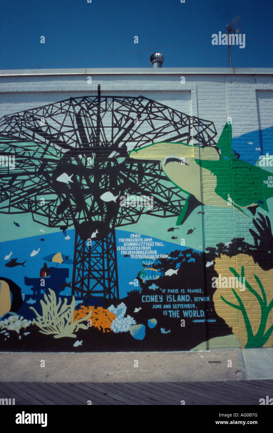 Mural on the wall of the Aquarium Coney Island, Brooklyn, New York City