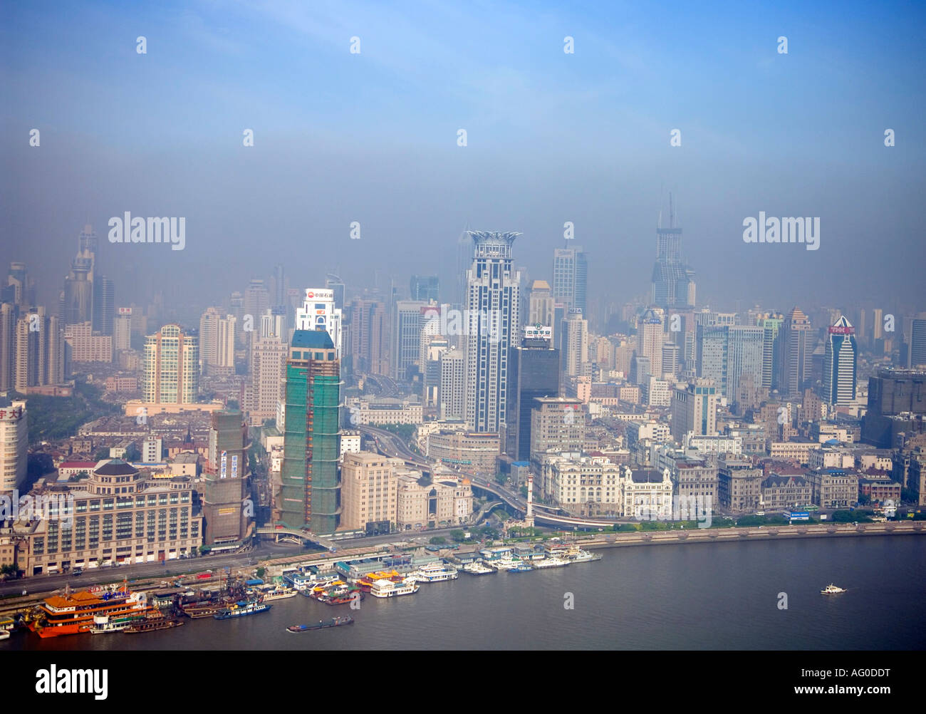 Shanghai Skyscrapers across Huangpu River with landmark JingMao ...