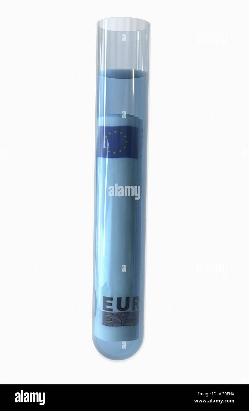 Test tube and 20 euro dollars Stock Photo Alamy