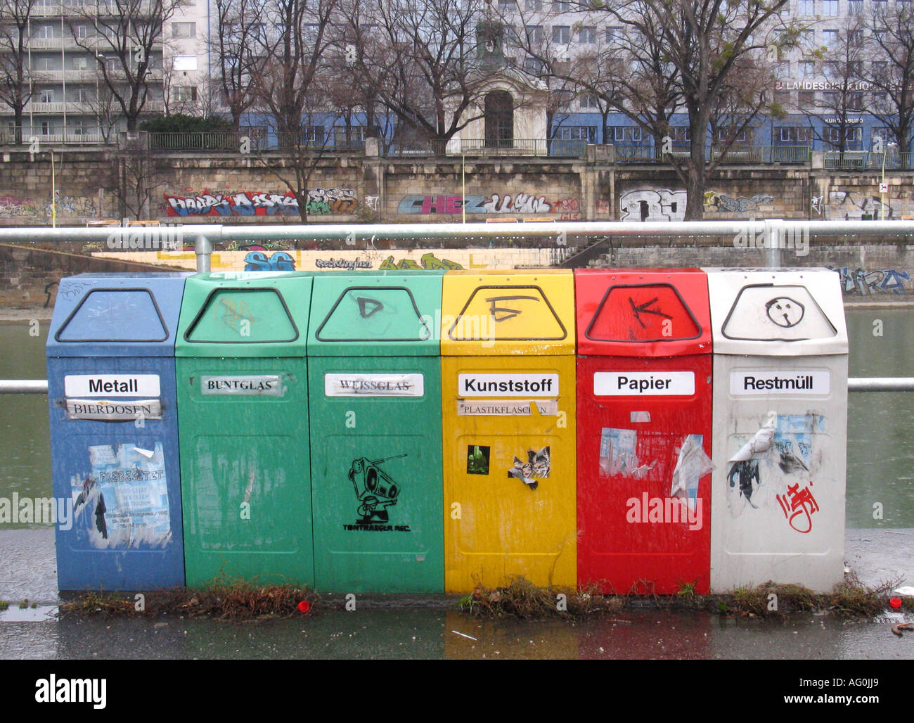 Vienna Recycling Bins Stock Photo Alamy
