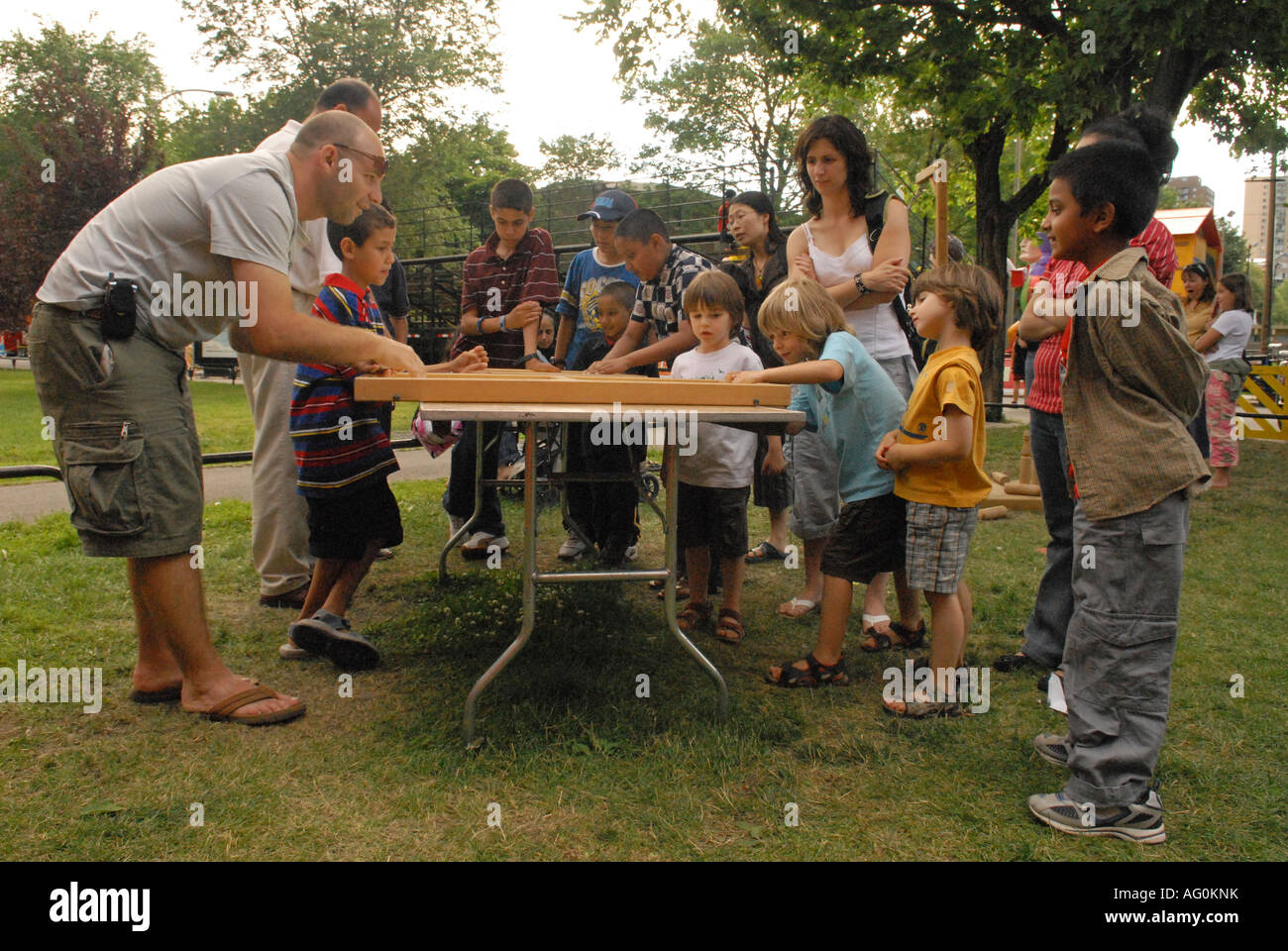 Just for Laughs festival Multicultural crowd enjoying outdoor
