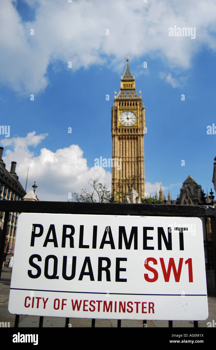 A General View Of Parliament Square with Big Ben in Background, London England Stock Photo