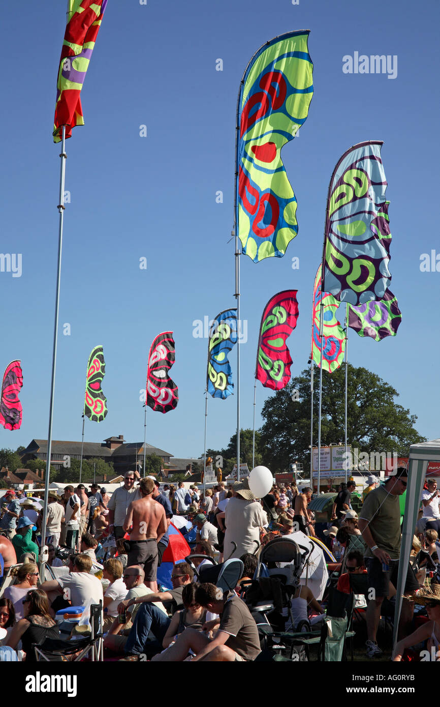 Banners and crowd at Guilfest. Guildford Music Festival, Surrey, England Stock Photo