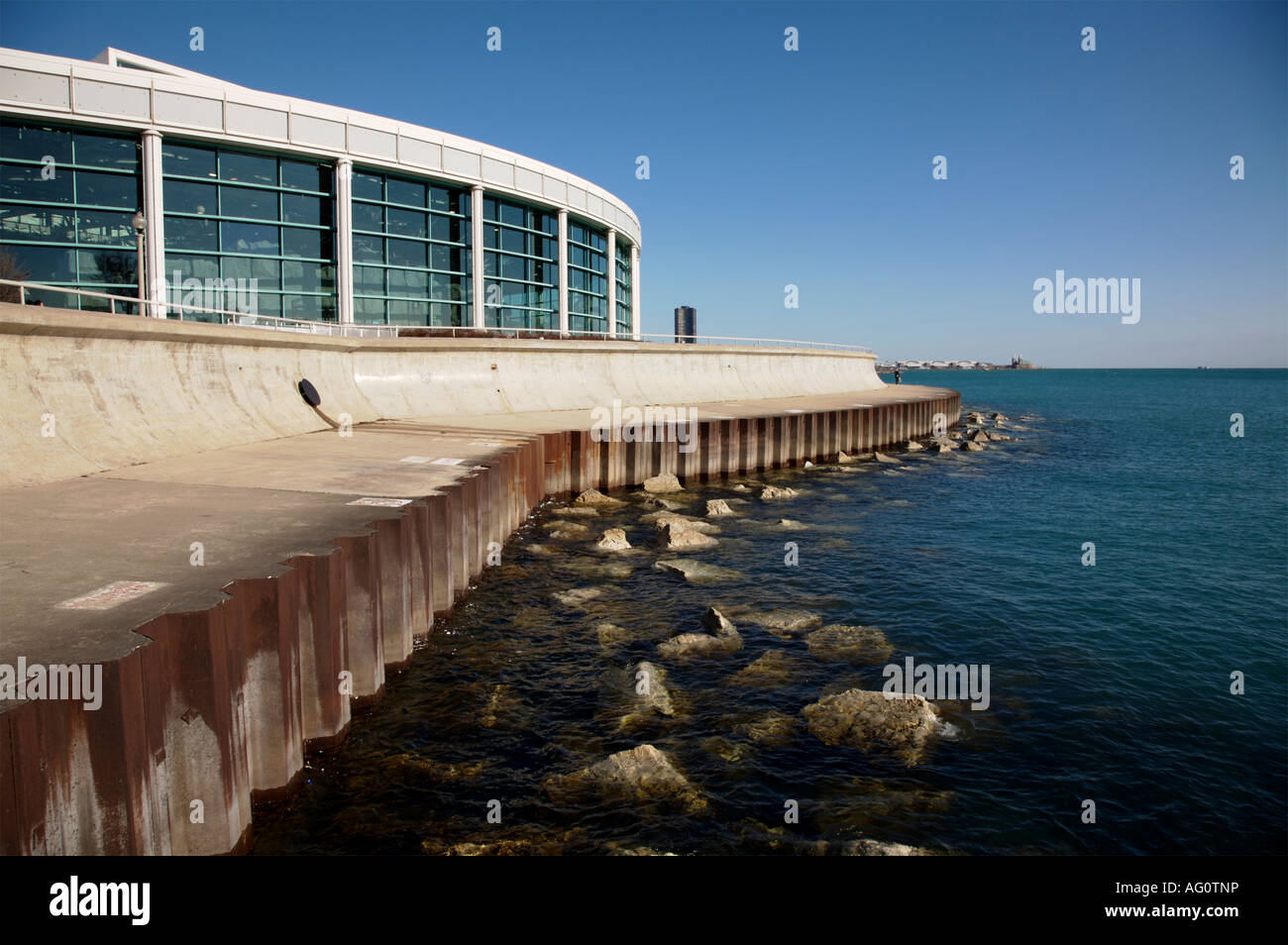 shedd aquarium and seawall chicago illinois stock photo 14057601