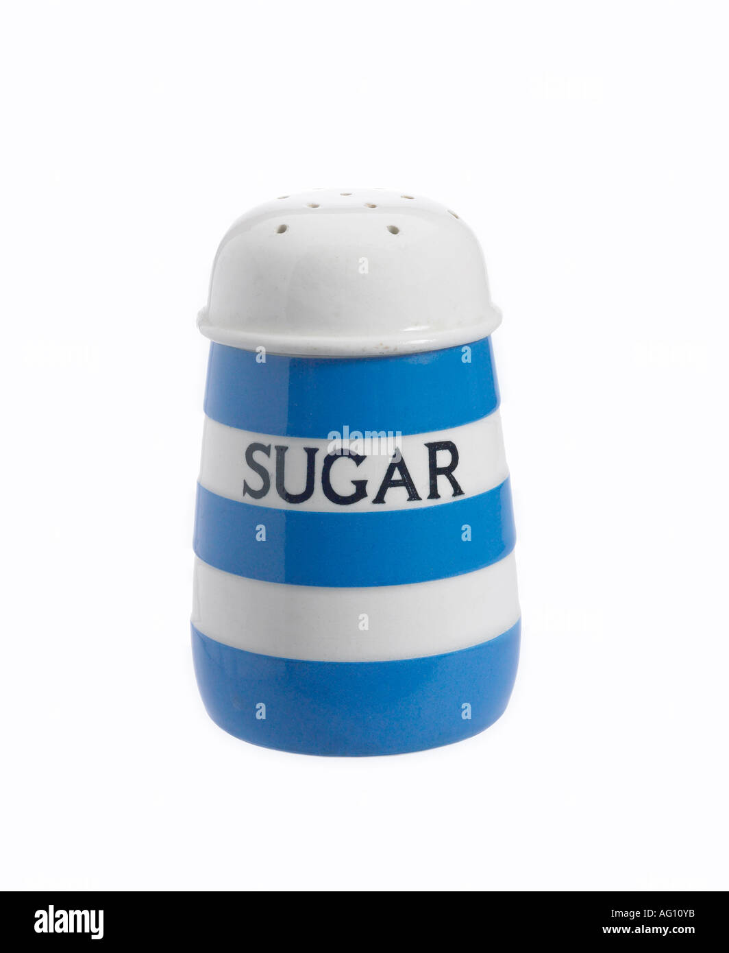 country classic blue and white kitchen ware sugar shaker Stock Photo