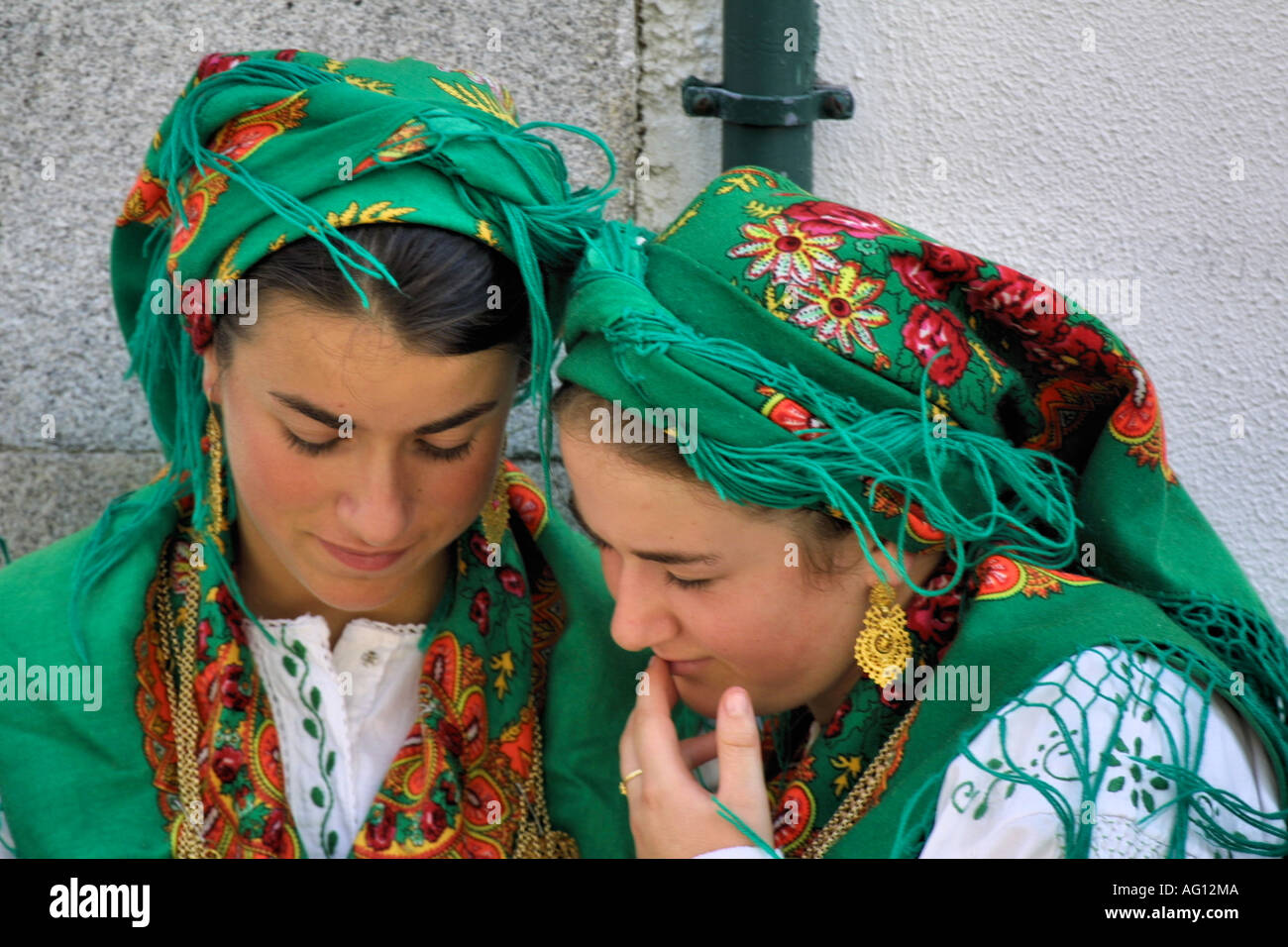 Portuguese girls in traditional dress from Minho province Stock Photo