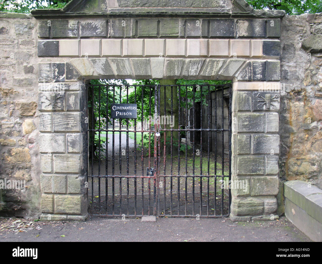 The entrance to the Covenanters Prison in Greyfriars Kirkyard, Edinburgh, Scotland, UK. Stock Photo