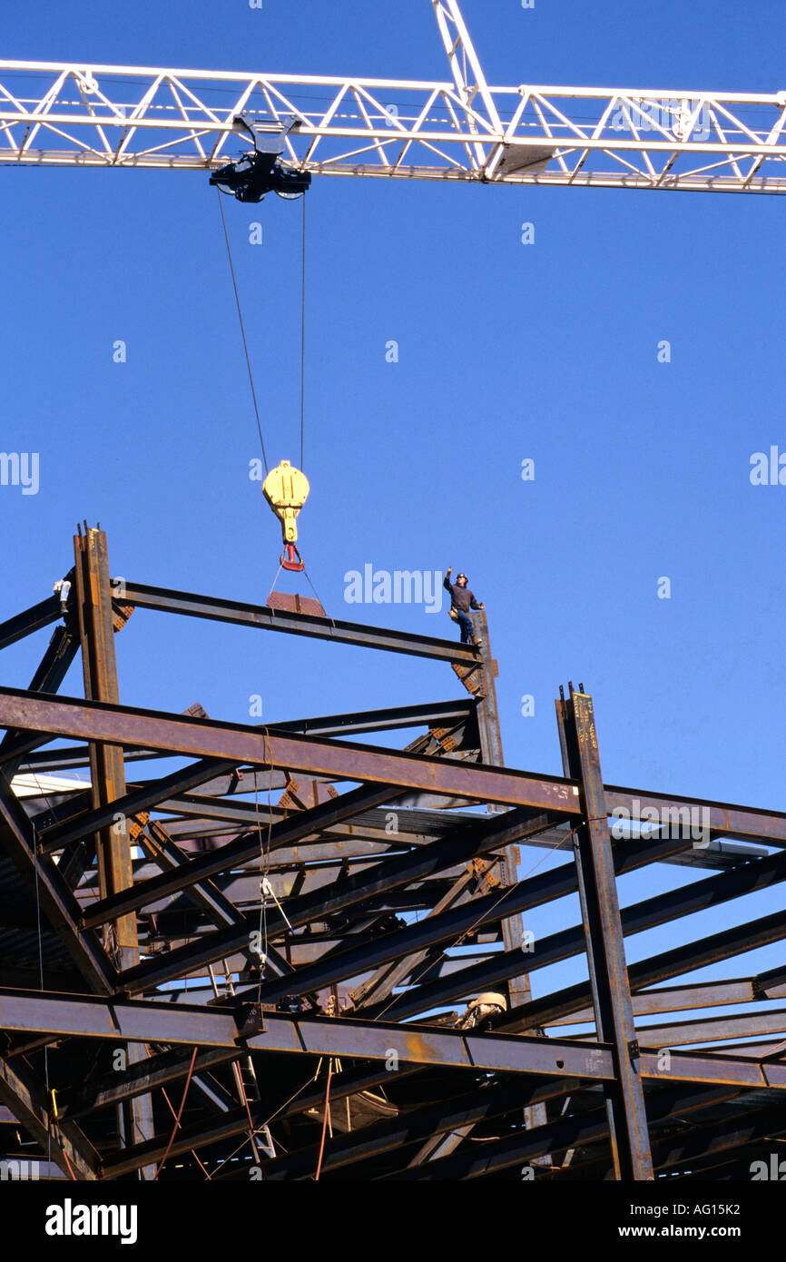 Steelworker on construction site Stock Photo Alamy