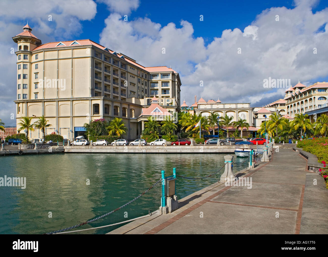 Caudan Waterfront development Mauritius Stock Photo