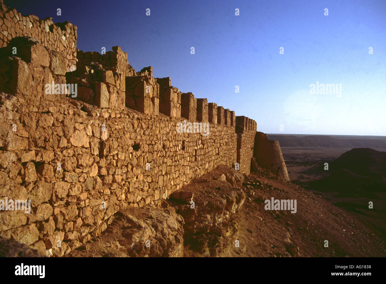 Libyen Gariyat Mauer des historischen römischen Fort Libya Gariyat the roman fort defence wall Stock Photo