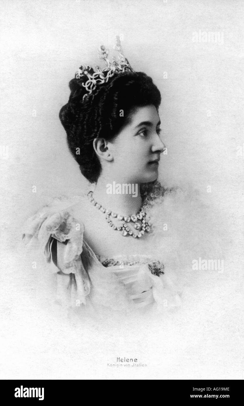 Helen, 8.1.1873 - 23.11.1952, Queen Consort of Italy 29.7.1900 - 9.5.1946, portrait, profile, side-face, postcard, circa 1905, Elena of Montenegro, , Stock Photo