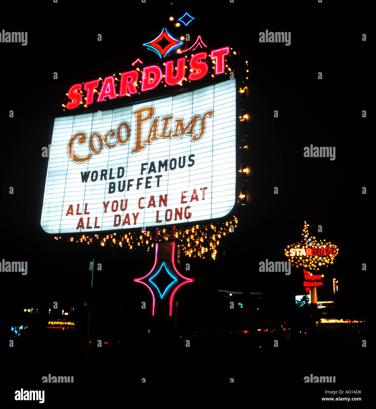 Stardust Casino sign at night Las Vegas USA Stock Photo