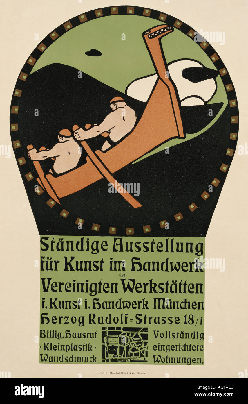 exhibition, Ständige Ausstellung für Kunst im Handwerk der Vereinigten Werkstätten, Munich, circa 1910, Stock Photo