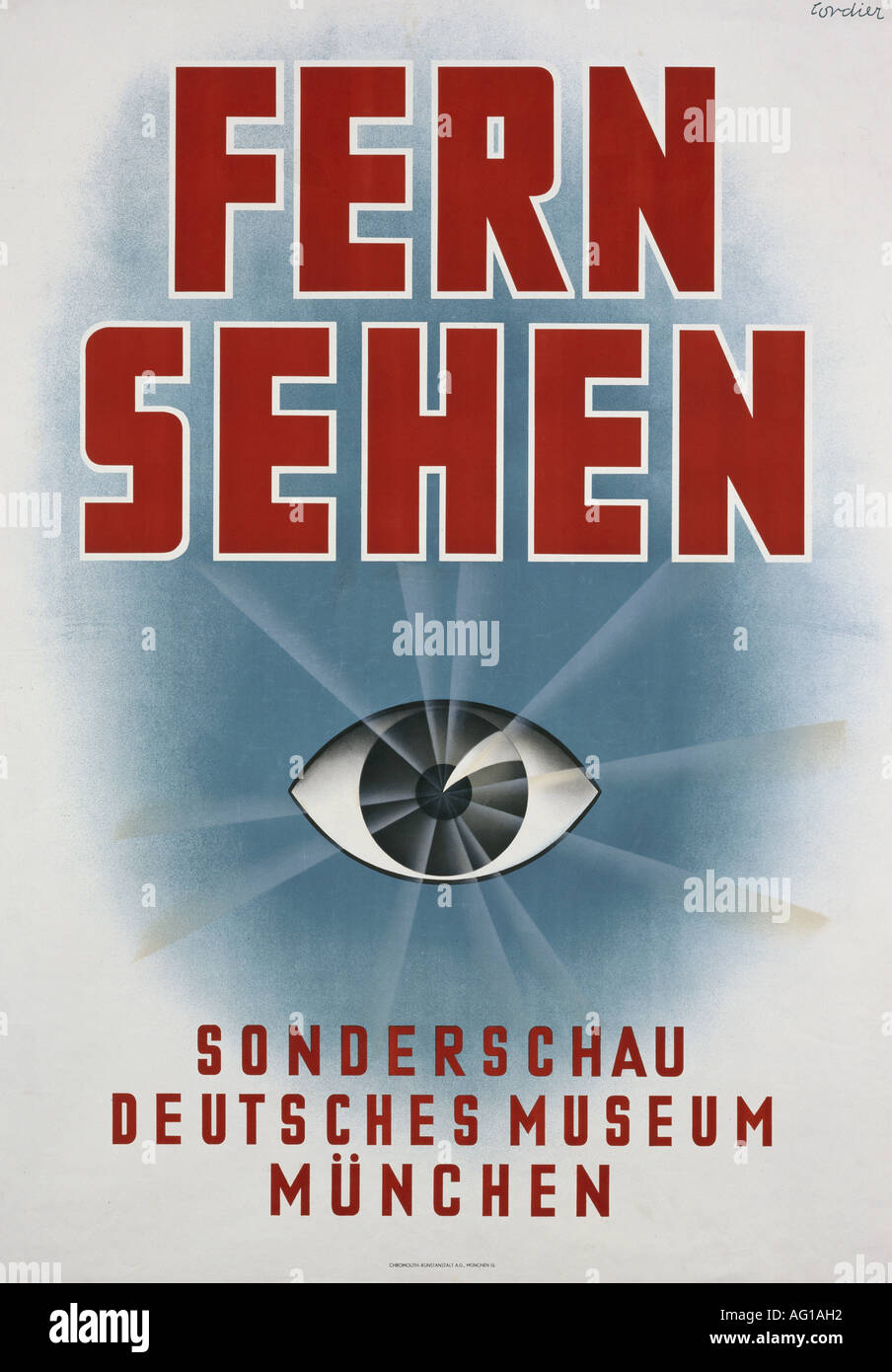 exhibition, 'Fernsehen', Sonderschau des Deutschen Museums, Munich, 1937, poster, design by Eugen Maria Cordier (1903 - 1974), , Stock Photo