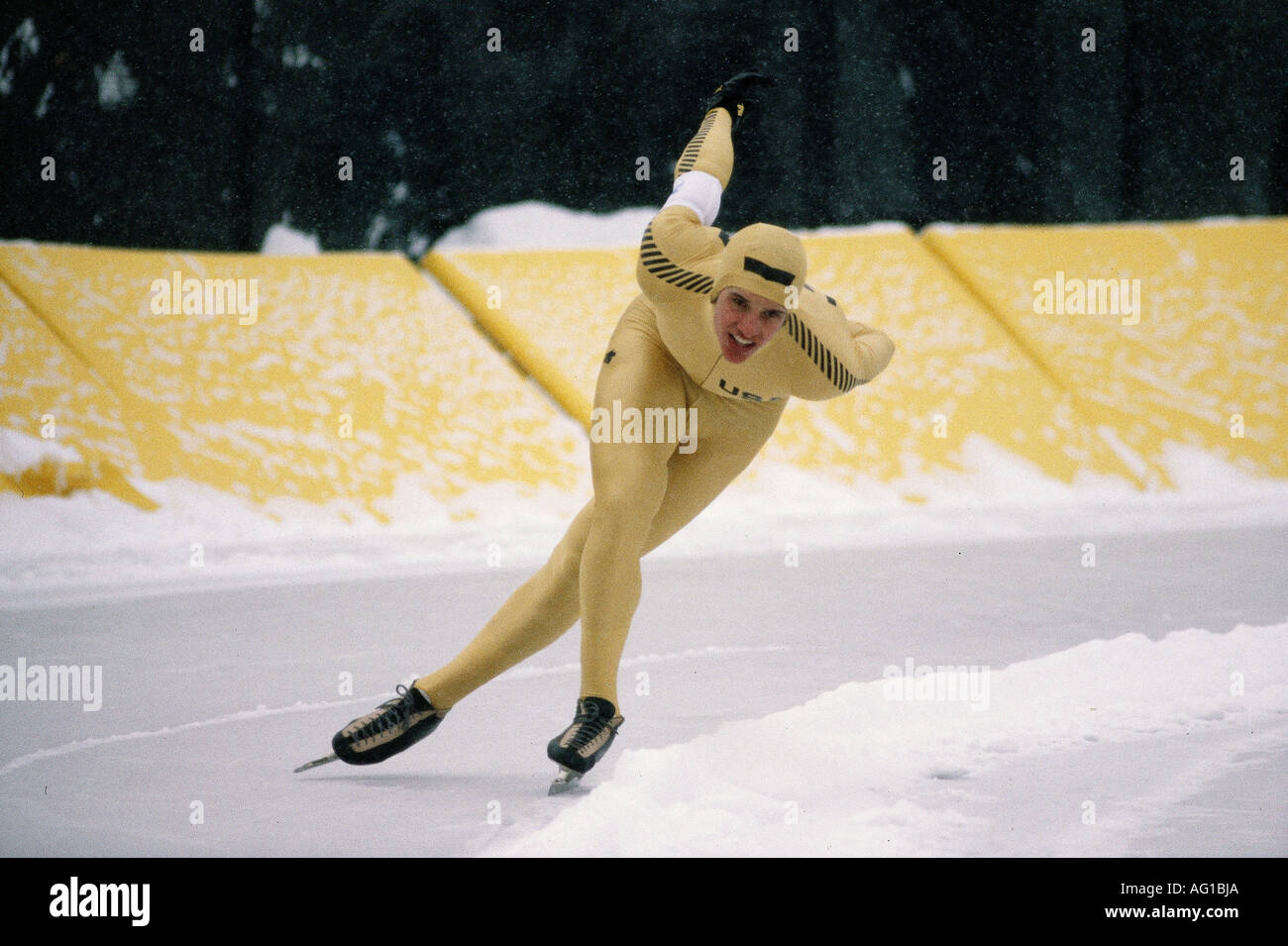 Heiden, Eric, * 15.6.1958, American athlete, Speed Skating, full length, Winter Olympic, Olympic Games, Lake Placid, 1980, Stock Photo