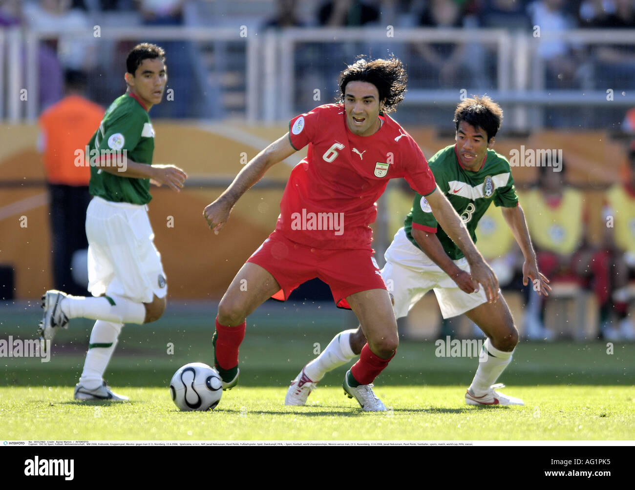 Sport, football, world championships, Mexico versus Iran, (3:1), Nuremberg, 11.6.2006, Additional-Rights-Clearance-Info-Not-Available Stock Photo