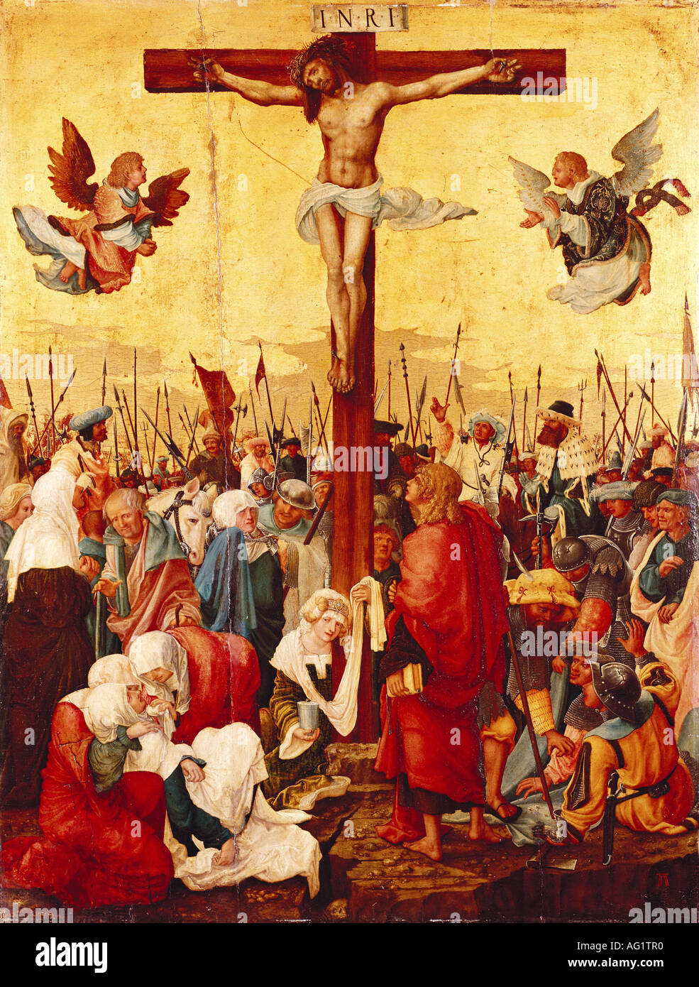 'fine arts, Altdorfer, Albrecht, (1480 - 1538), painting, ' Christ on the cross', circa 1520, wood, 75 cm x 57,5 cm, museum of Stock Photo