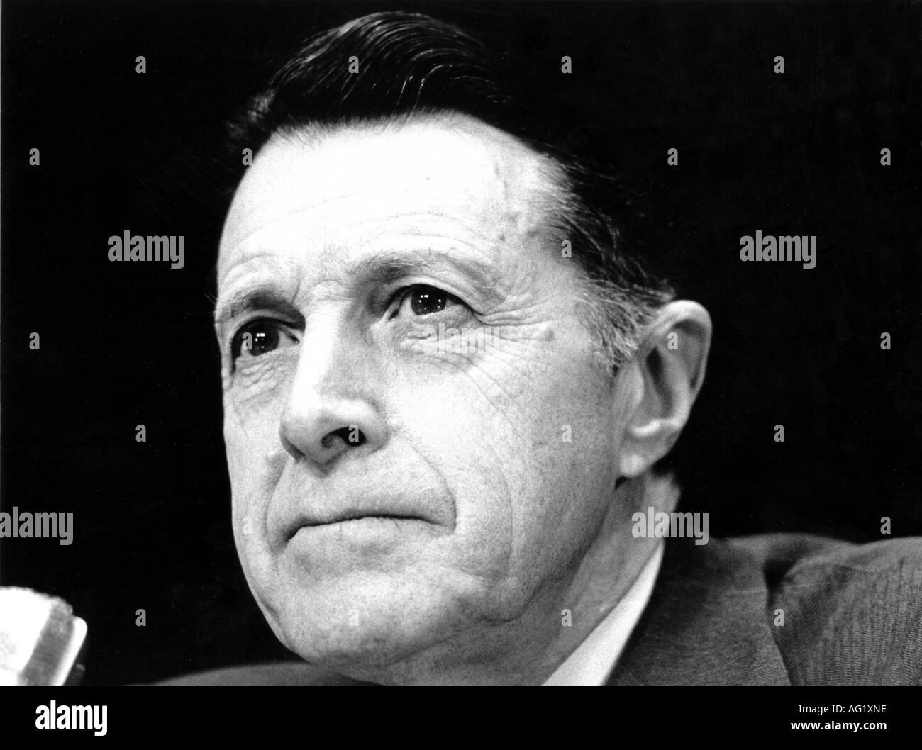 Weinberger, Caspar Willard 'Cap', 18.8.1917 - 28.3.2006, American politician, Secretary of State for Defense, portrait, at conference of nuclear planning group, Würzburg, 19.3.1986 - 21.3.1986, Stock Photo