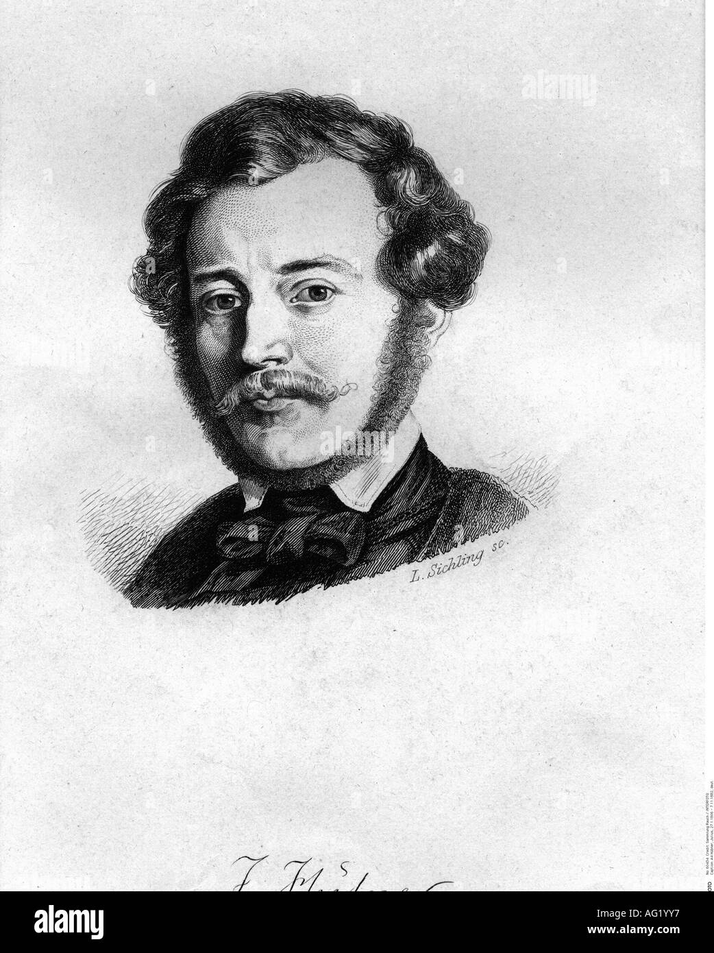 Hübner, Julius, 27.1.1806 - 7.11.1882, German painter, portrait, engraving by Lazarus Sichling (1812 - 1863),  19th century, Hubner, Huebner, , Artist's Copyright has not to be cleared Stock Photo