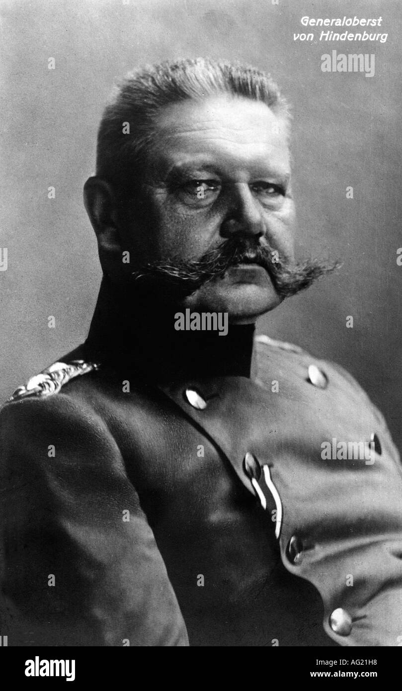 Hindenburg und Beneckendorff, Paul von, 2.10.1847 - 2.8.1934, German General, portrait, postcard 1914, Colonel General, Fieldmarshall, first world war, WW1, Battle at Tannenberg, 1st, , Stock Photo