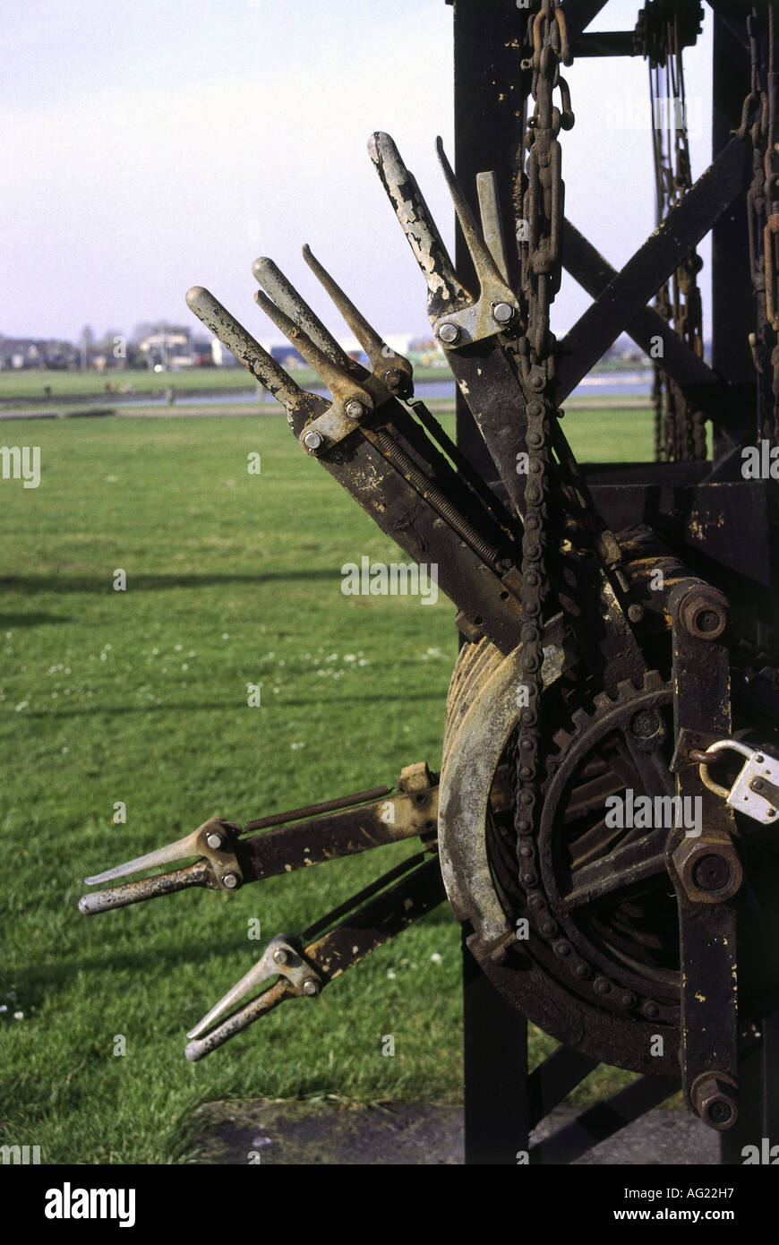 mail/post, telegraphy, semaphore, Cuxhaven, 19th century, detail, hand gear, technics, optical telegraphy, Germany, telegraph, historic, historical, Stock Photo