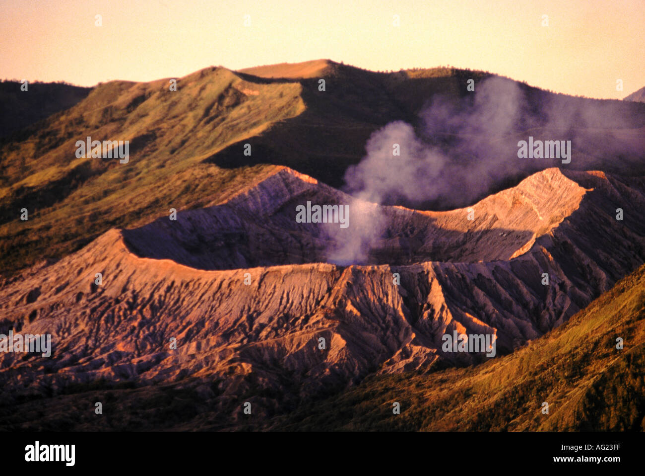 Mount Bromo volcano at sunrise Java Indonesia Stock Photo
