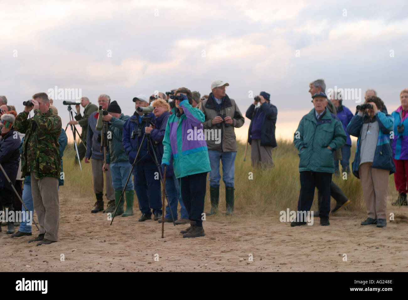 Big group of Bird Watchers Stock Photo Alamy