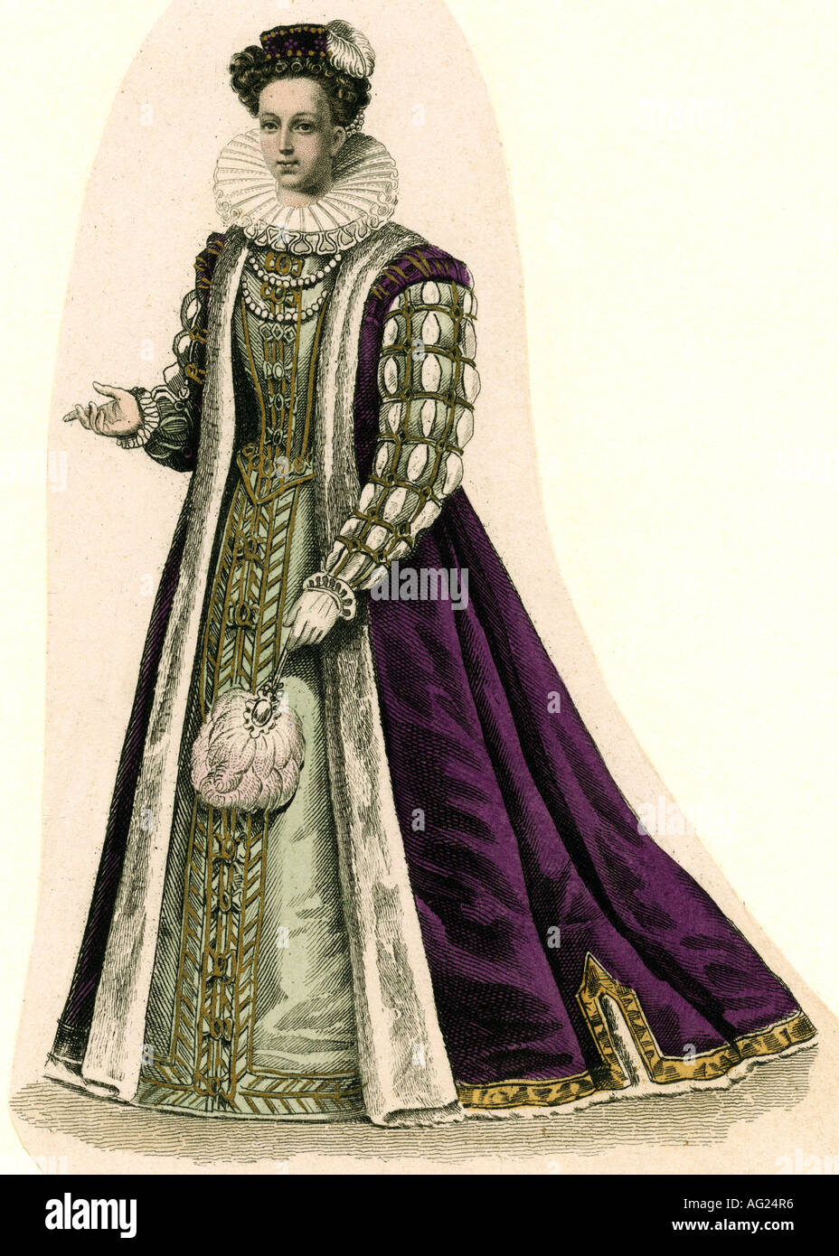 Catherine Parr, circa 1512 - 7.9.1548, queen consort of England 12.7.1543 - 28.1.1548, full length, engraving by August Weger, Leipzig circa 1870, 6th wife of Henry VIII, Tudor, , Artist's Copyright has not to be cleared Stock Photo